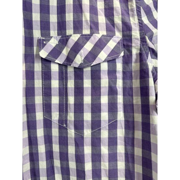 Kenneth Cole Reaction Purple White Check Button Long Sleeve Shirt Size Medium - Picture 2 of 5